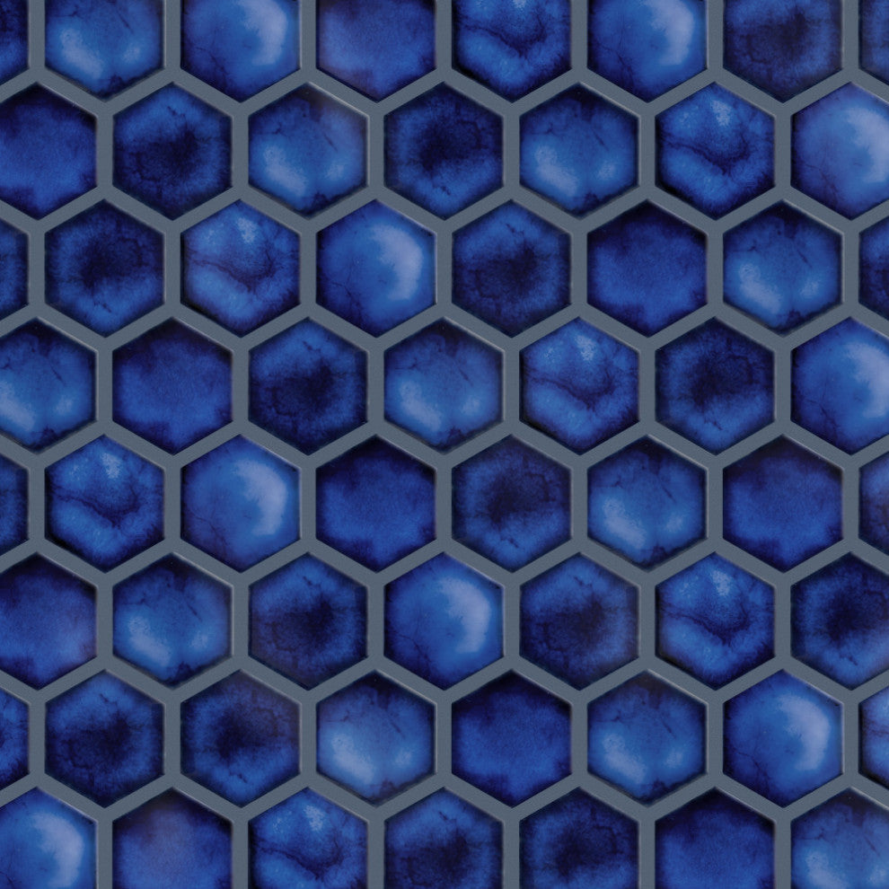 Hudson Due 2" Hex Sapphire Porcelain Floor and Wall Tile
