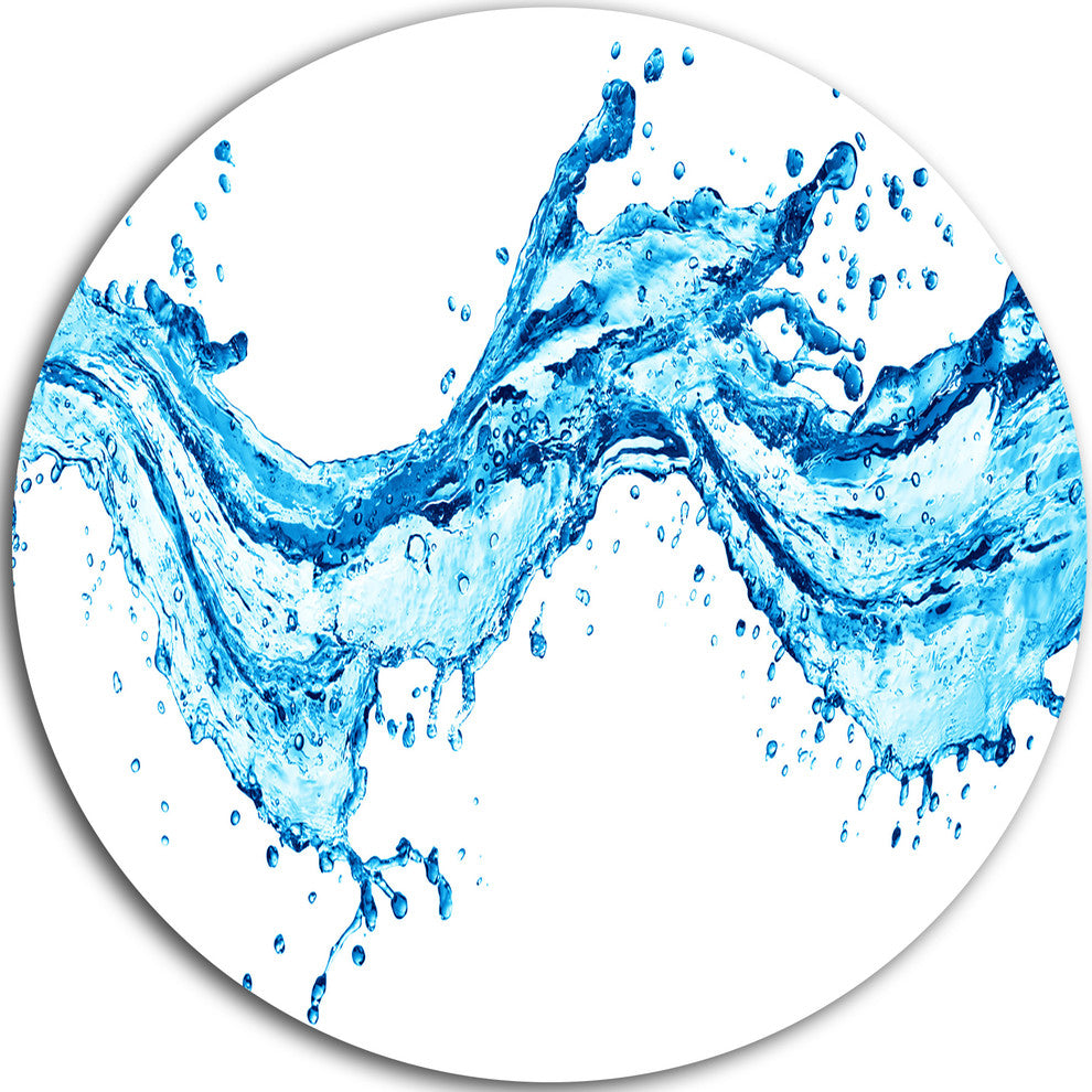 Blue Water Splashes, Abstract Digital Art Round Wall Art, 11"