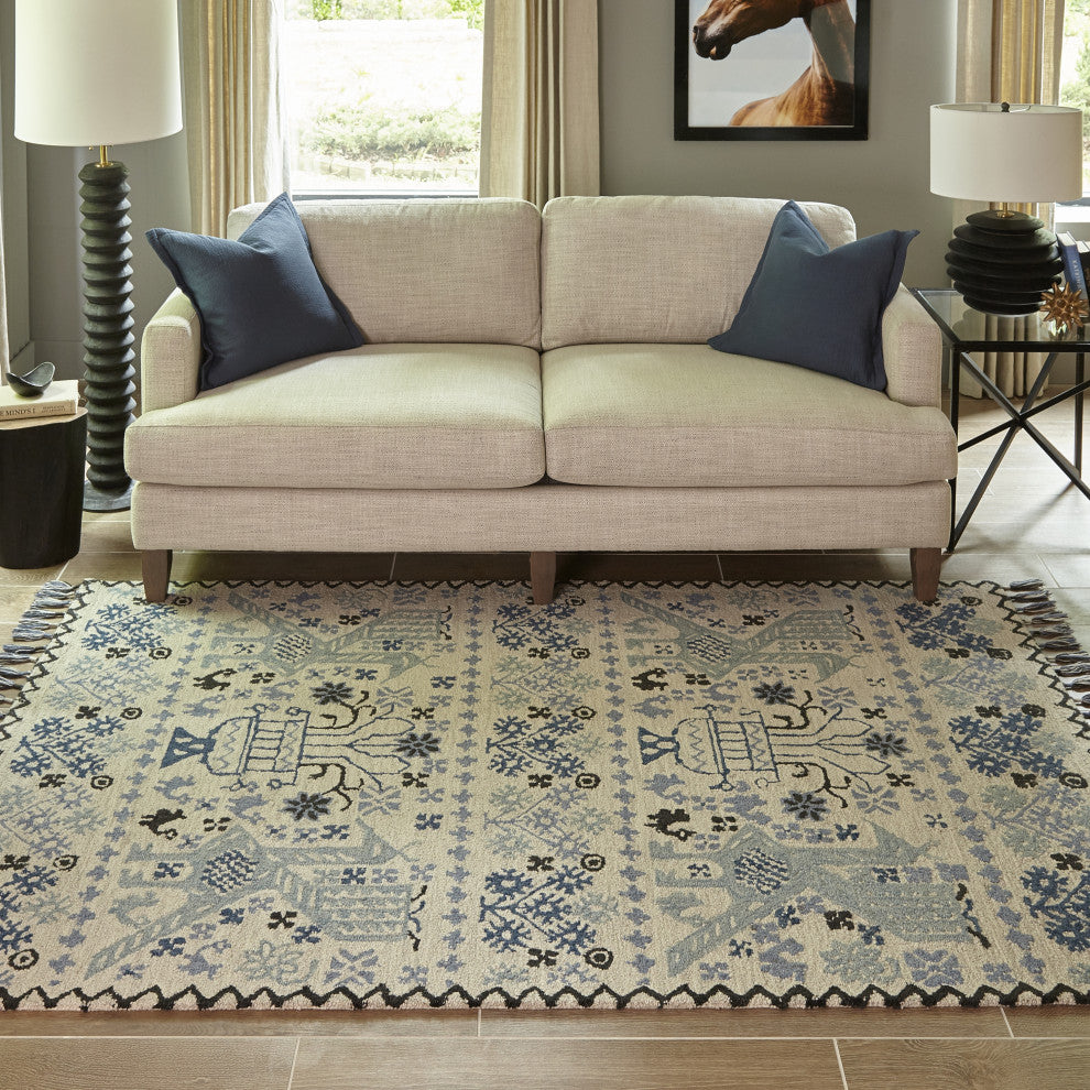 Momeni Tahoe Wool Hand Tufted Blue Area Rug, 7'6"x9'6"