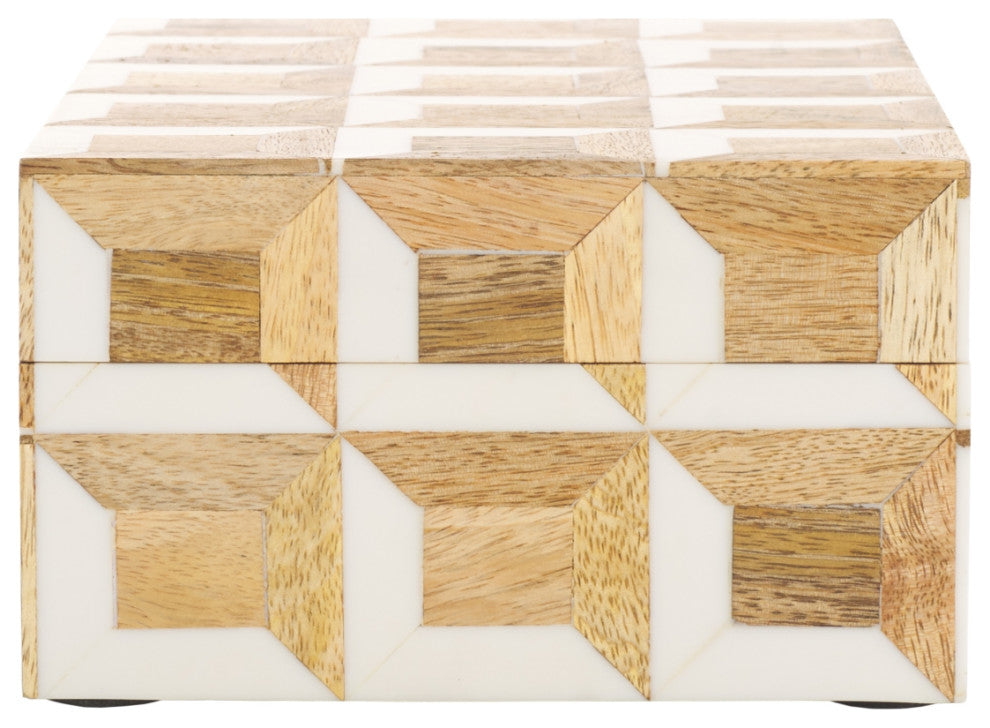 Safavieh Lori Decor Box, Set of 2, Antique Ivory/Natural Brown