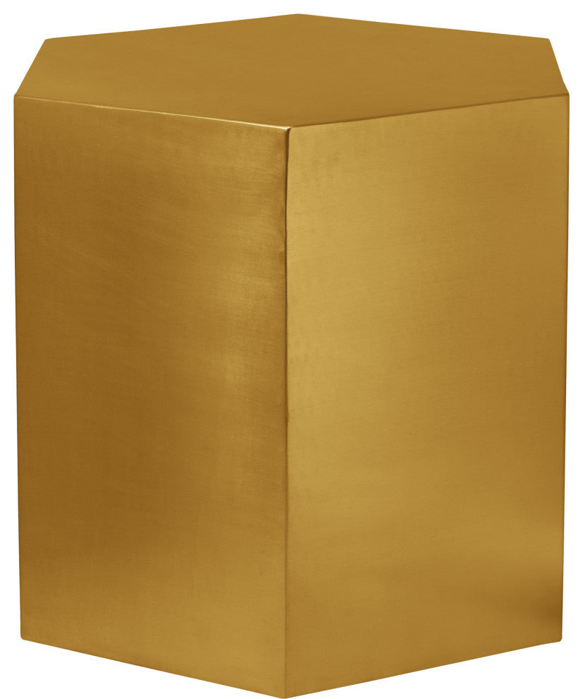 Hexagon Durable Iron End Table, Brushed Gold
