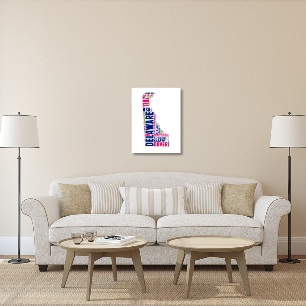 "Delaware Word Cloud Map" Fine Art Print
