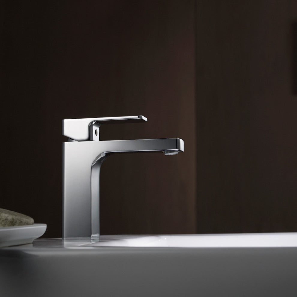 Blossom Brass Square Single Handle Bathroom Vanity Sink Faucet, Chrome W/ Pop-Up