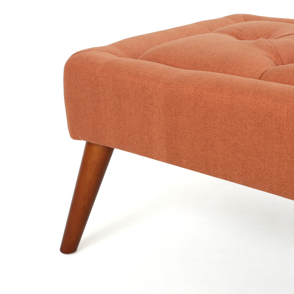 GDF Studio Pyram Mid Century Modern Ottoman Bench, Orange