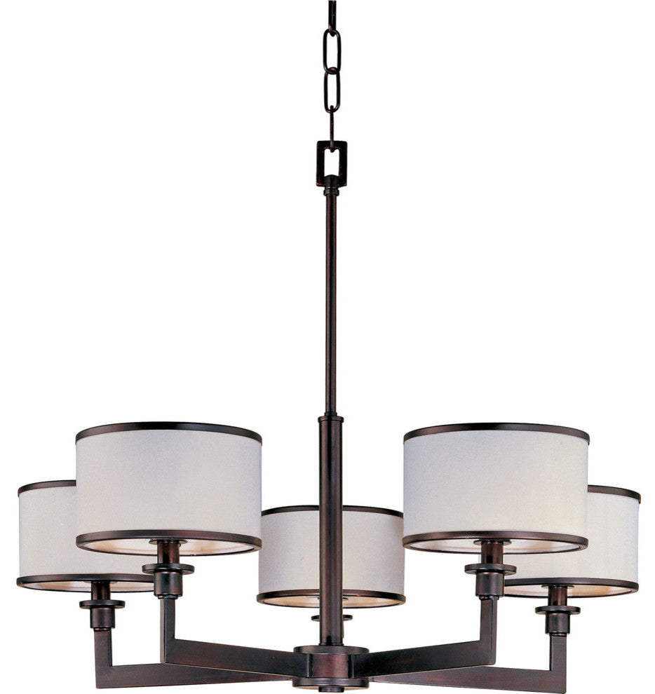Nexus 5-Light Chandelier, Oil Rubbed Bronze, White Fabric