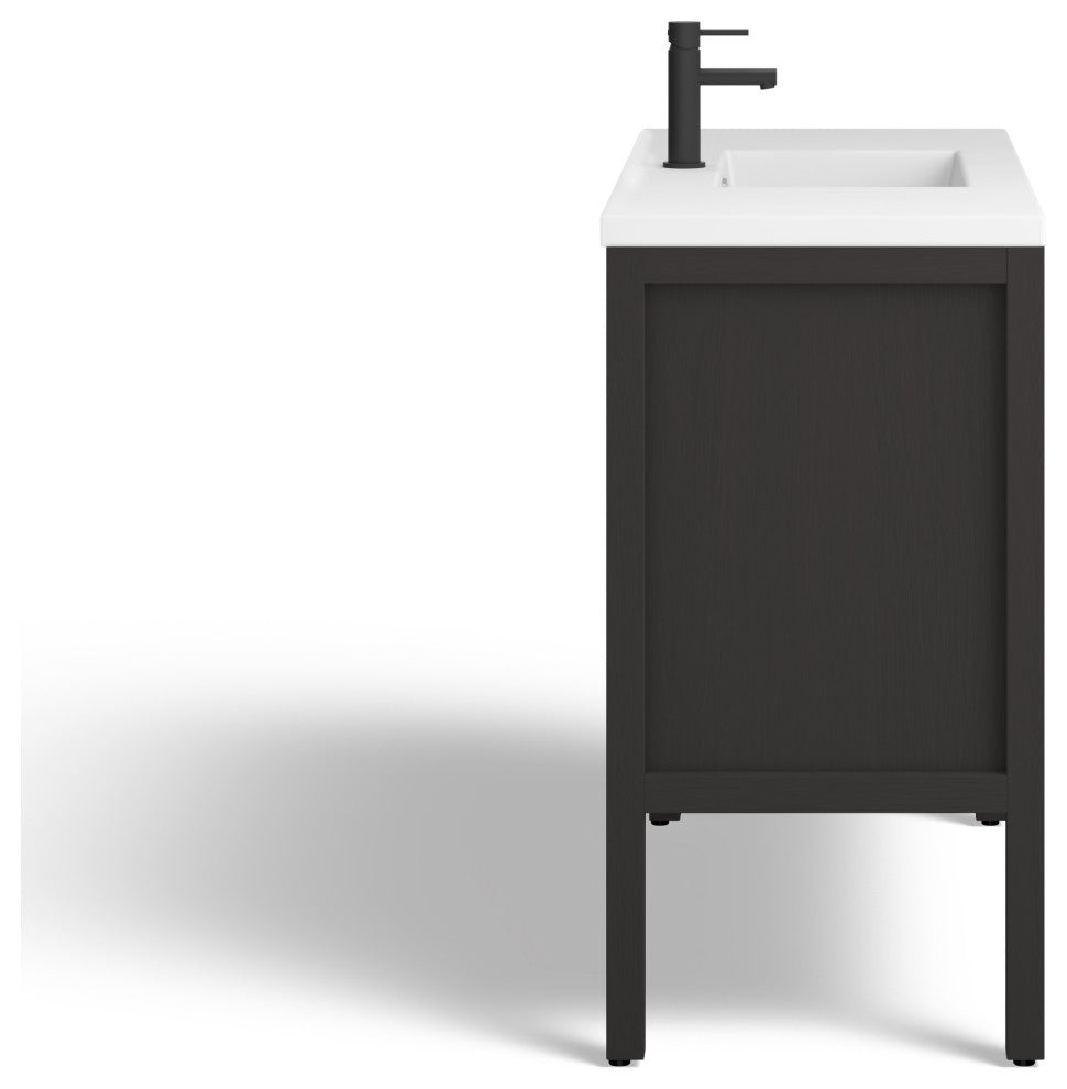 The Shiloh Bathroom Vanity, Charcoal Oak, 48", Single Sink, Freestanding