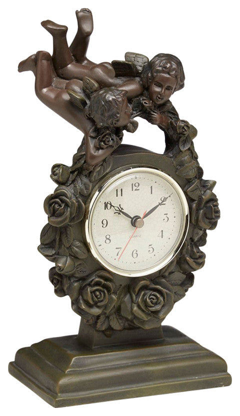 Resin Table Clock, Green/Brown