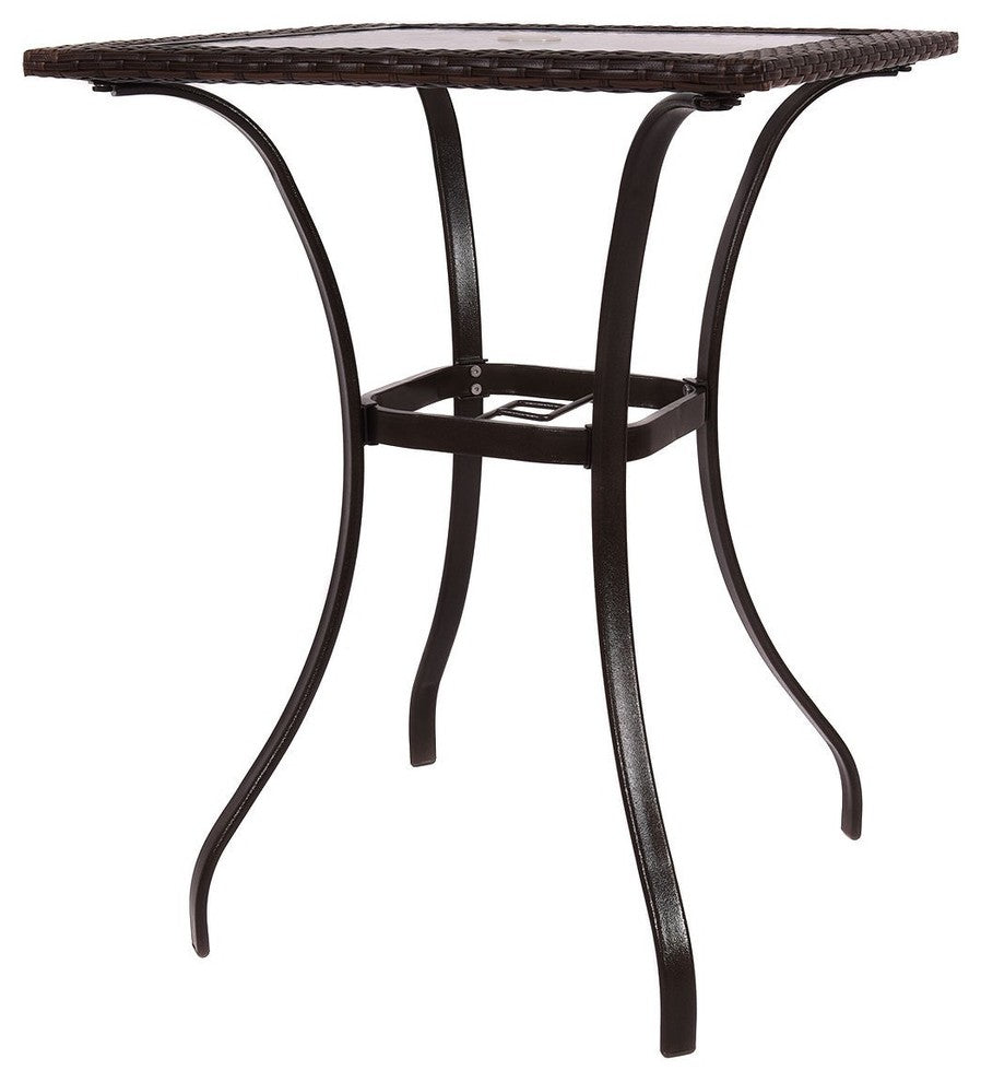 Stunning Outdoor Patio Rattan Square Table With Glass Top