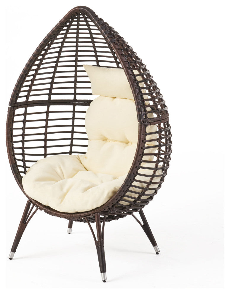 GDF Studio Dermot Teardrop Wicker Lounge Chair with Water Resistant Cushion