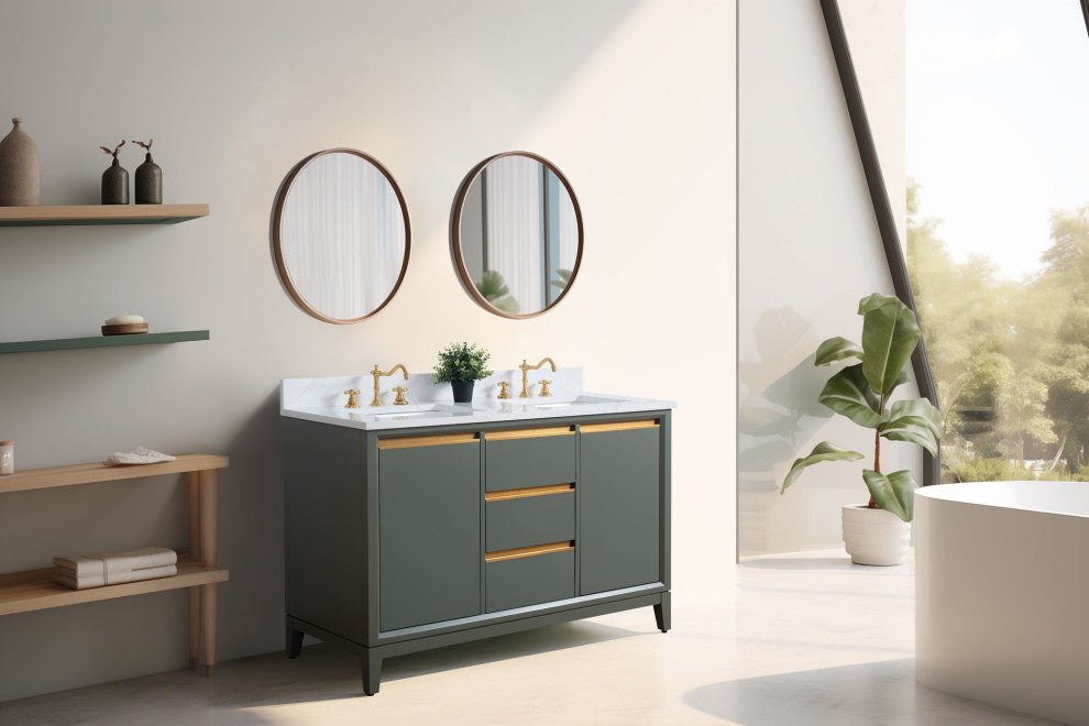 Vanity Art Bathroom Vanity With Sink, Vintage Green, 54" Double