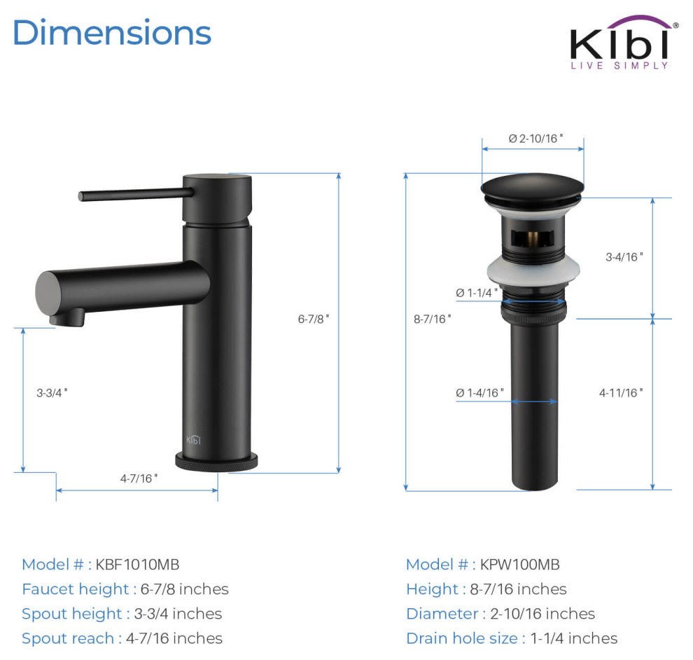 Circular X Brass Single Hole Bathroom Faucet KBF1010, Matte Black, With Drain