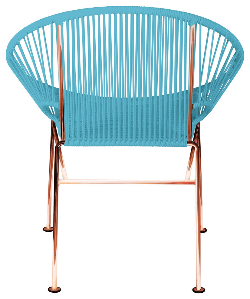Concha Indoor/Outdoor Handmade Dining Chair, Blue Weave, Copper Frame