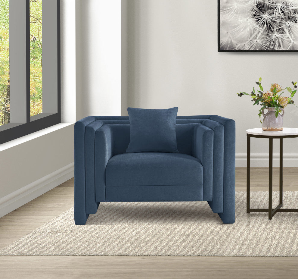Everett Upholstered Chair, Light Blue, Chenille Fabric