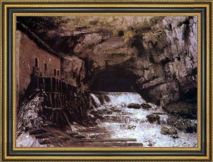 Gustave Courbet The Source of the Loue Framed Premium Canvas Print, 18"x27"