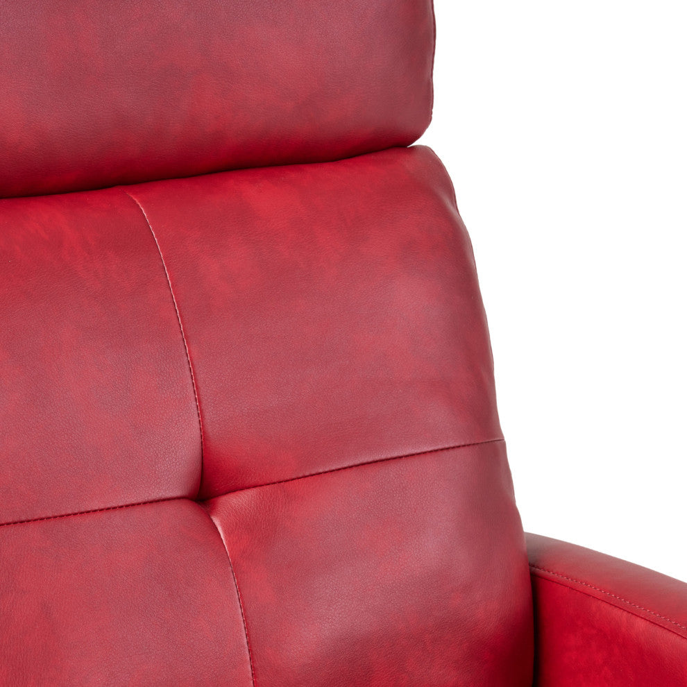 GDF Studio Teyana Red Leather Recliner Club Chair