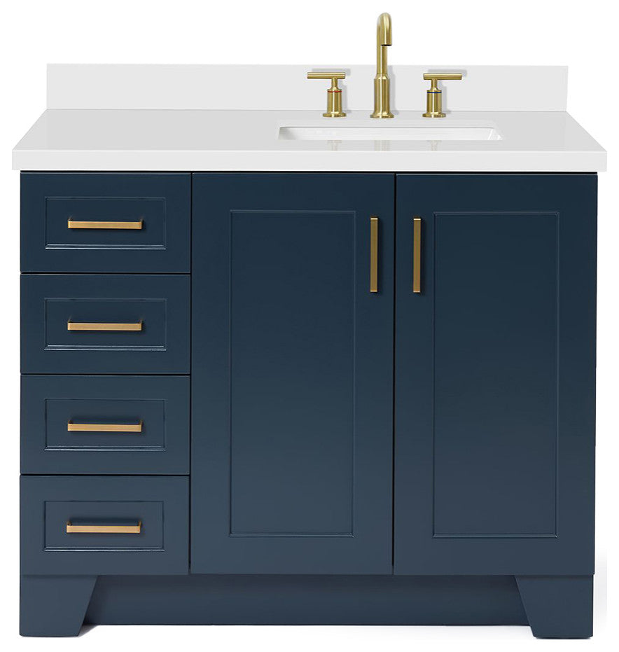 ARIEL Taylor 43" Right Offset Rectangle Sink Midnight Blue Vanity Quartz