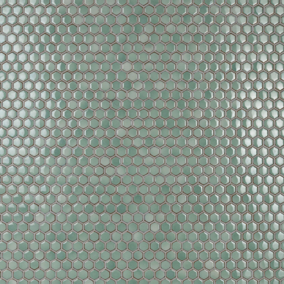 Hudson 1" Hex Mint Green Porcelain Floor and Wall Tile