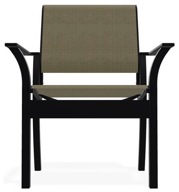 Leeward Sling Stackable Outdoor Dining Chair, Elevation Stone/Black