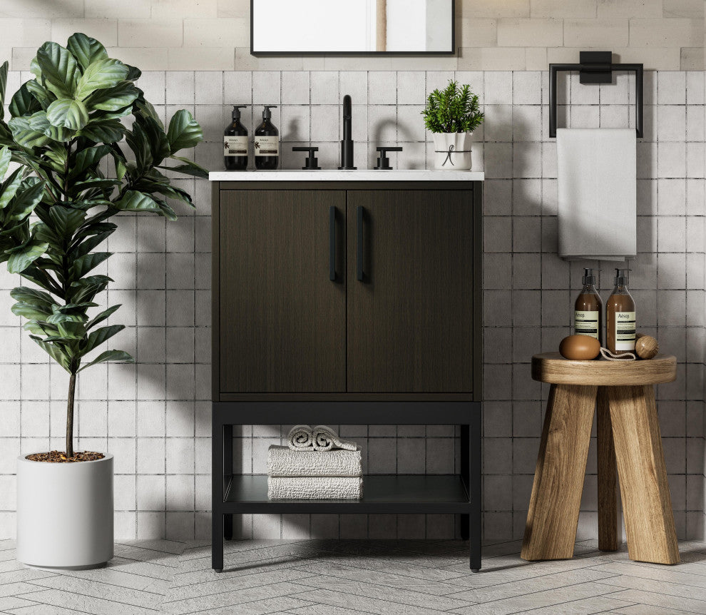 Home Living 24" Single Bathroom Vanity, Mocha Brown