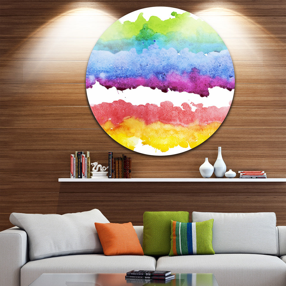 Colorful Stripes In Vector Pattern, Abstract Round Wall Art, 36"