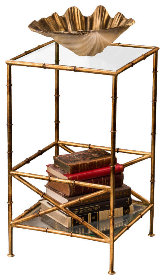 Bamboo 2 Tier Table, Antique Gold
