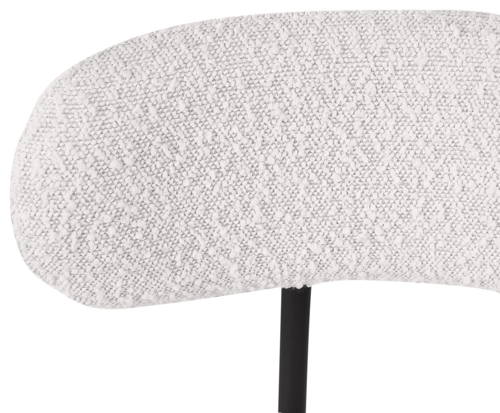Beacon Upholstered Stool, Set of 2, Cream, Matte Black Finish, Boucle Fabric