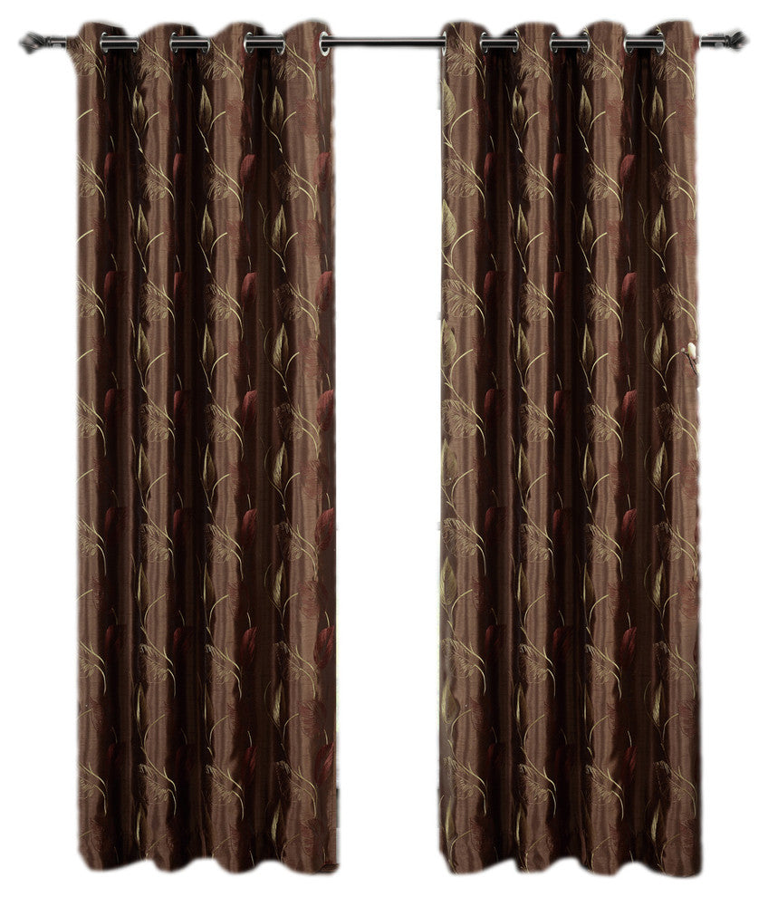 Olivia 2PC Grommet Embroidered Lined Panels, Mocha, 104"x84"