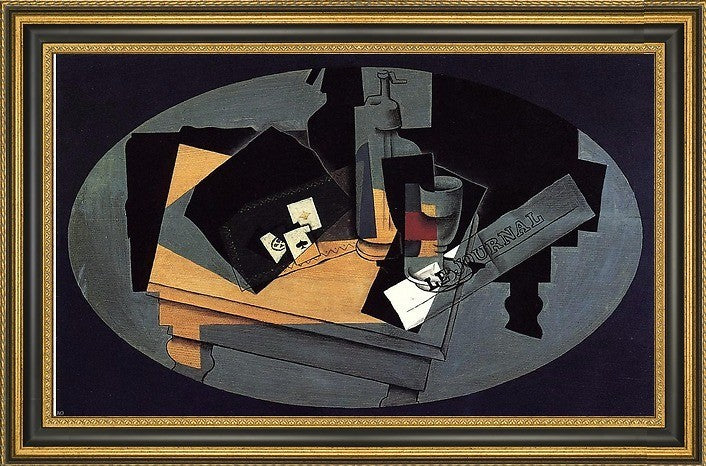 Juan Gris Playing Cards and Siphon - 16" x 24" Framed Premium Canvas Print