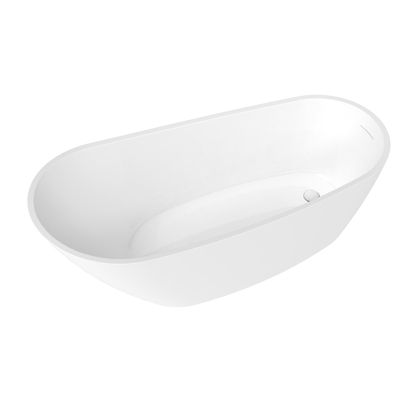 Lahore Freestanding Acrylic Soaking Bathtub, White, 59.1"l X 29.1"w