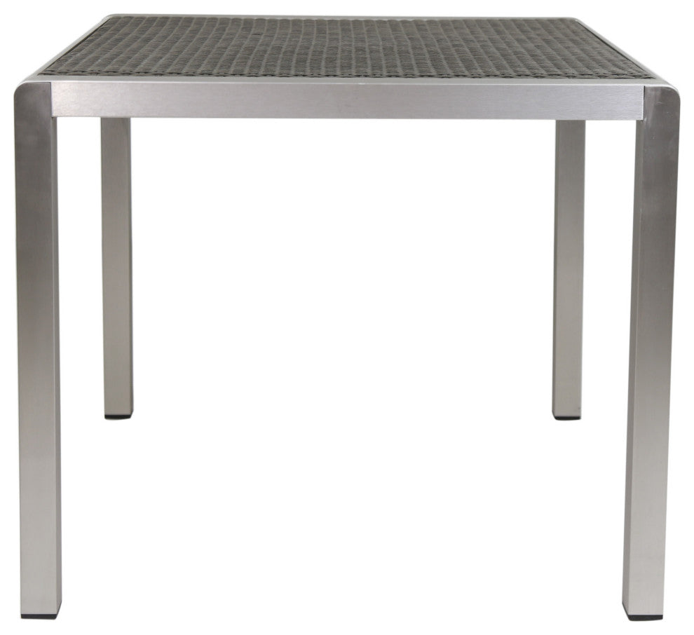 Bennington Patio 4-Seater Aluminum Dining Set With Tempered Glass Table Top, Polyethylene Wicker