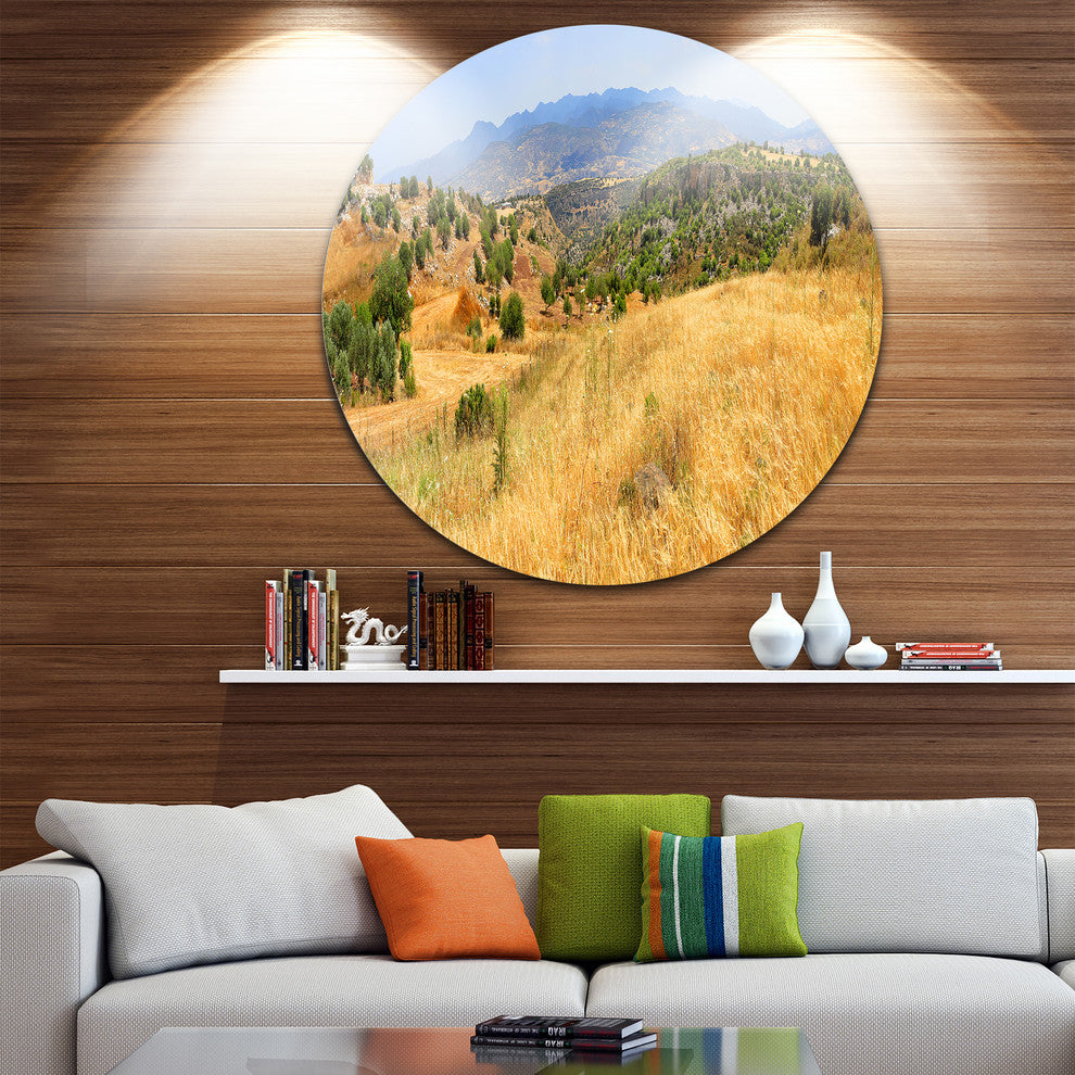 Cyprus Landscape Panoramic View, Landscape Round Wall Art, 23"