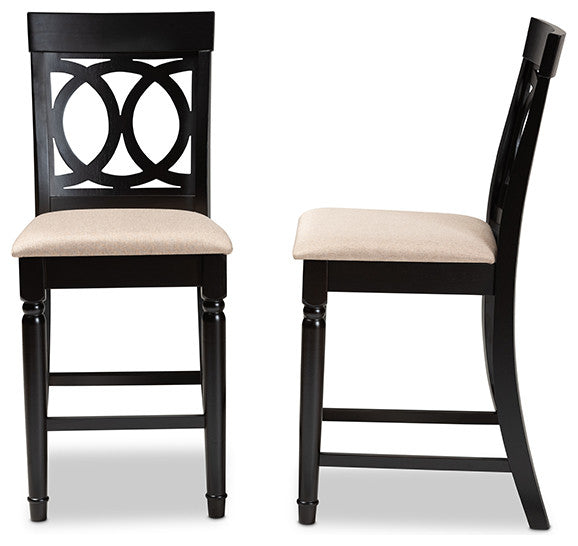 Verina Sand Espresso Browned 2-Piece Wood Counter Stool Set