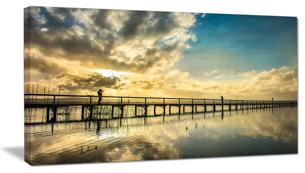 "Long Jetty Foreshore Reserve With Clouds" Sea Bridge Wall Artwork, 40"x20"