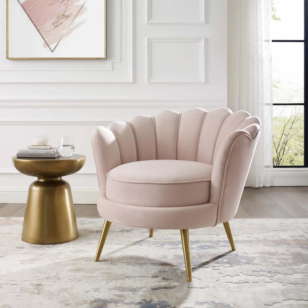 Admire Scalloped Edge Performance Velvet Accent Armchair by Modway