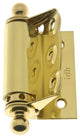 Half Surface Spring Screen Door Hinges, Ball Finials, Polished Brass, Pair