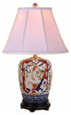 Chinese Porcelain Round Vase Floral Imari Motif Table Lamp 25.5"