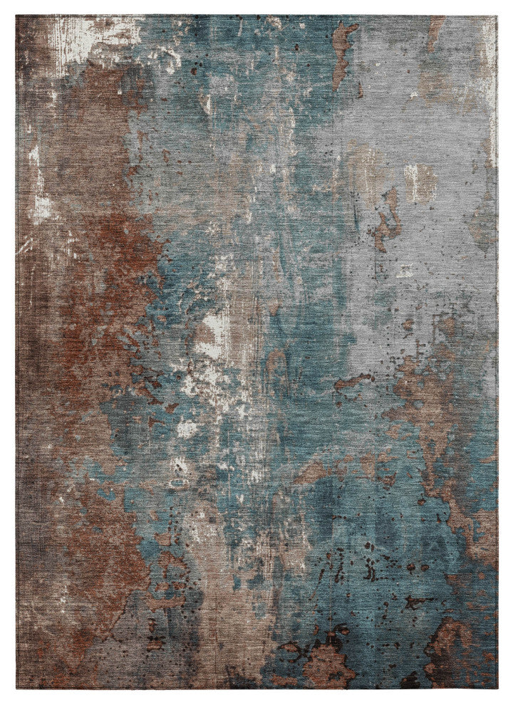 Machine Washable Indoor/Outdoor Chantille ACN1870 Orange 8' x 10' Rug