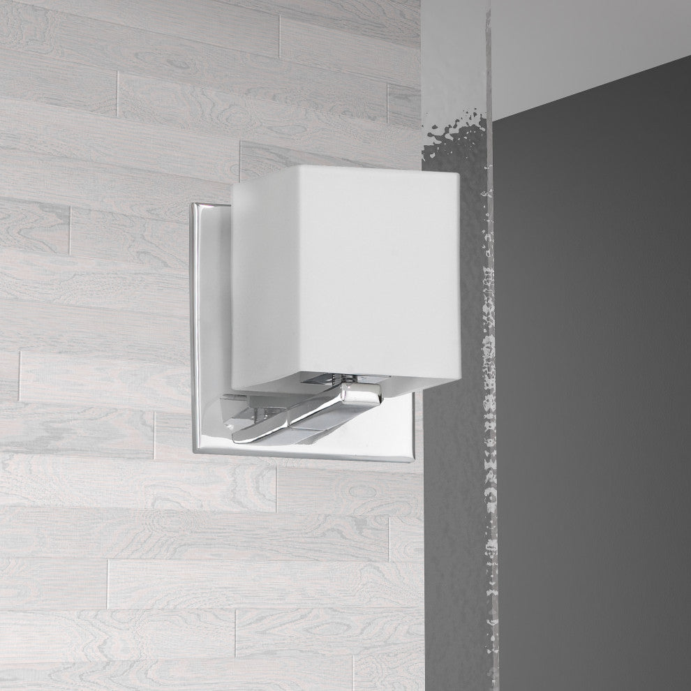 Ville 1-Light Vanity Sconce, Frosted White