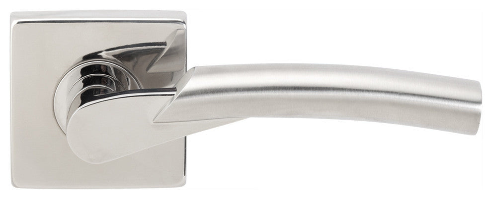 Phoenix Lever, Tubular Privacy, Split Finish Polished/Satin Stainless Steel