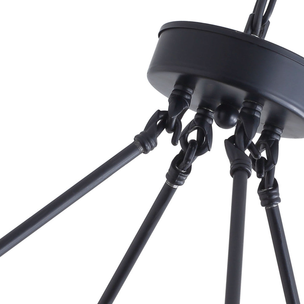 36-Light Pendant Light Modern Wagon Wheel Ceiling Light Chandelier, Black