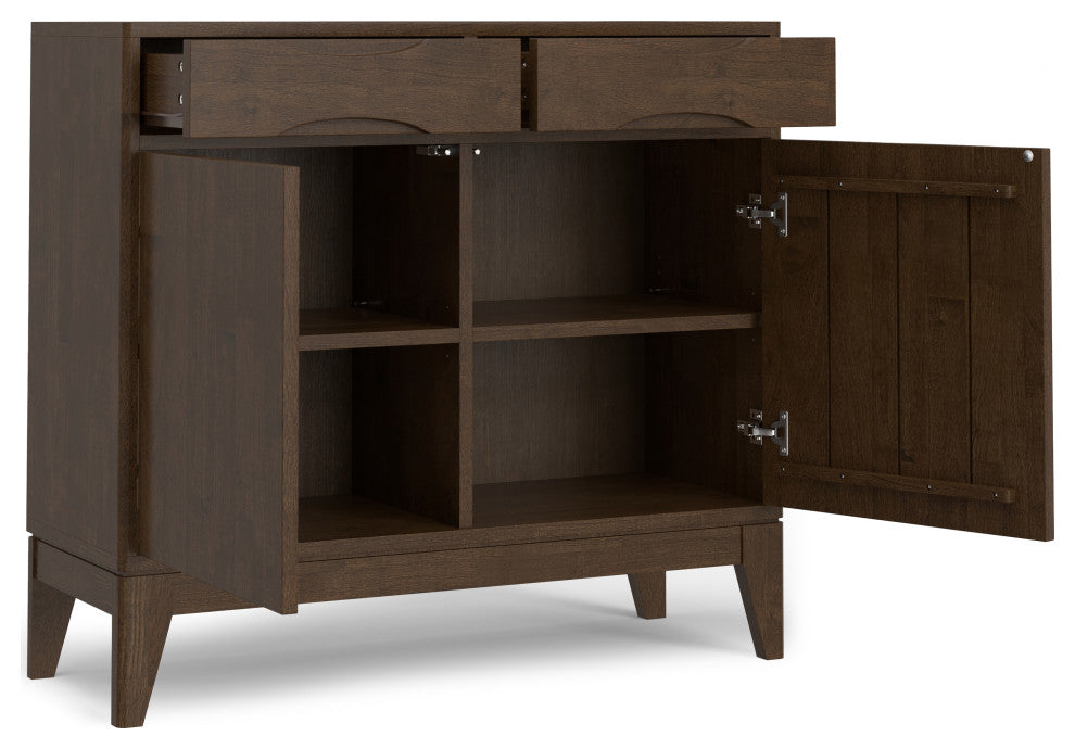 Harper Solid Hardwood Entryway Storage Cabinet, Walnut Brown