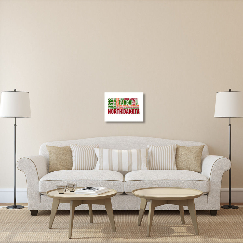 "North Dakota Word Cloud Map" Fine Art Print