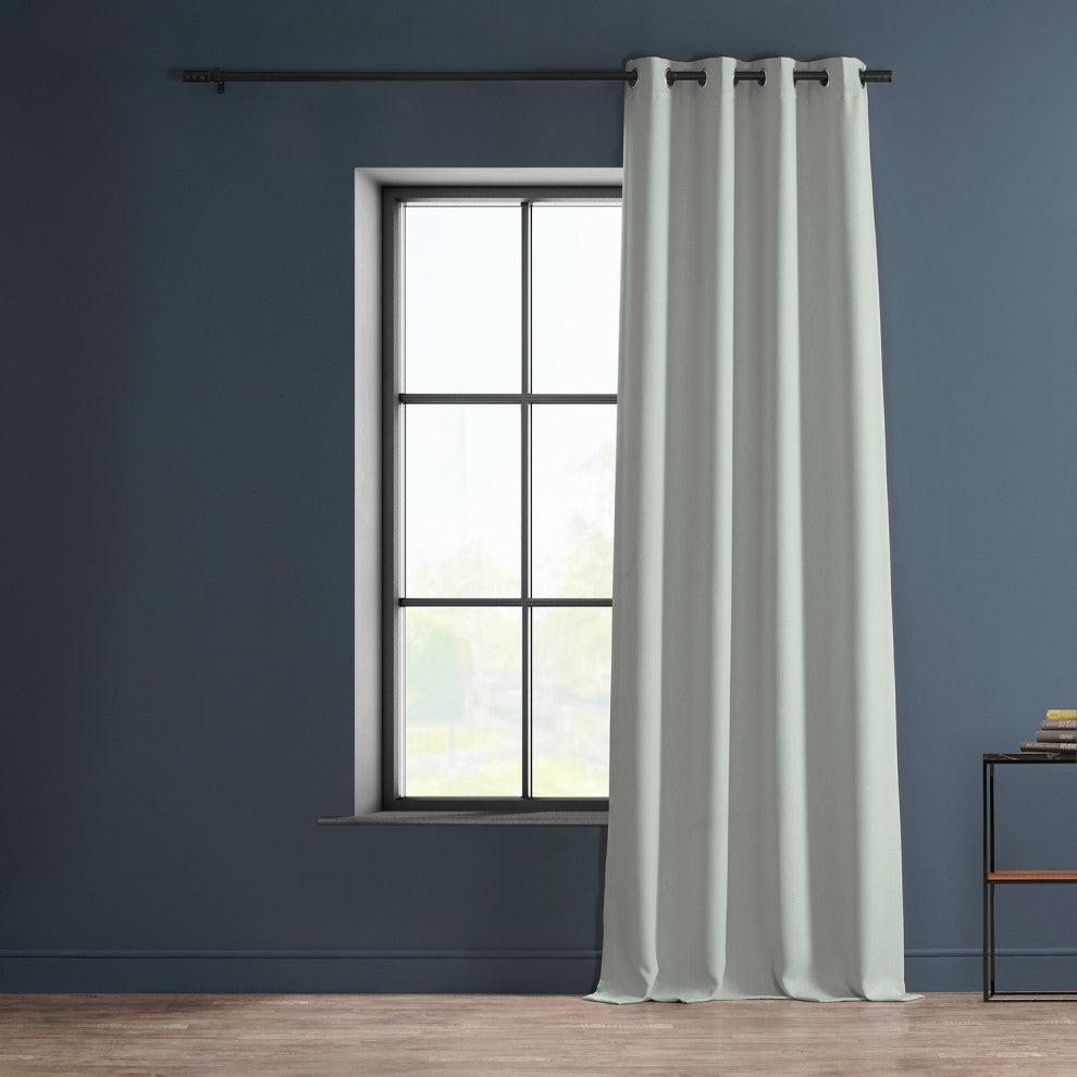 Faux Linen Grommet Room Darkening Curtain Single Panel, Oyster, 50"x96"