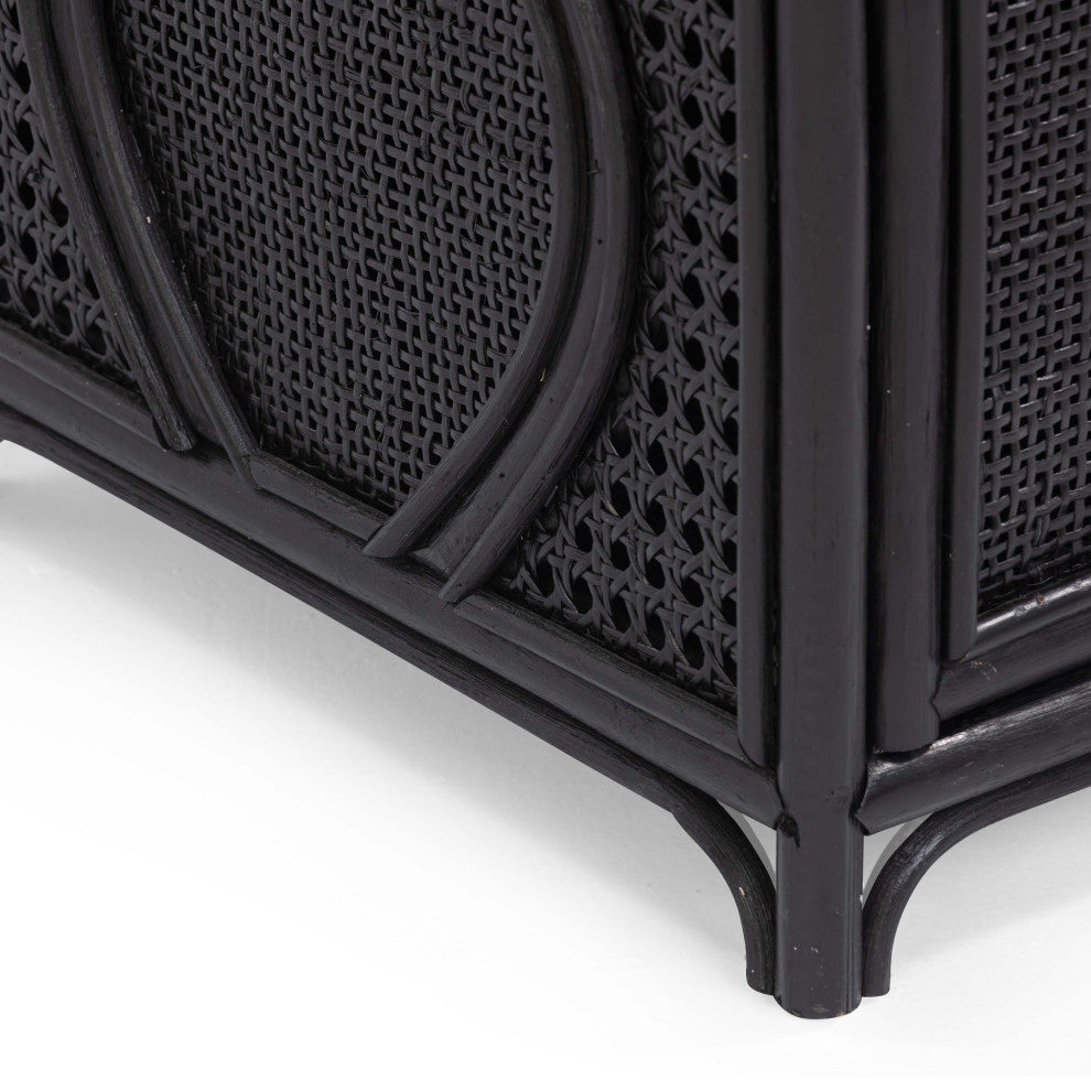 Tina Rattan Nightstand, Black