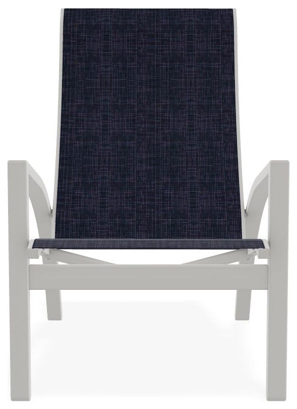 Kendall Sling Stackable Outdoor Lounge Chair, Moments Navy/Snow