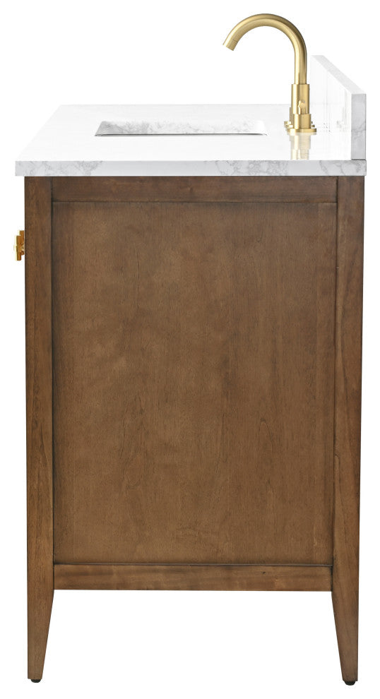 Vanity Art Freestanding Vanity, Walnut, 60", Single Sink, Golden Brushed