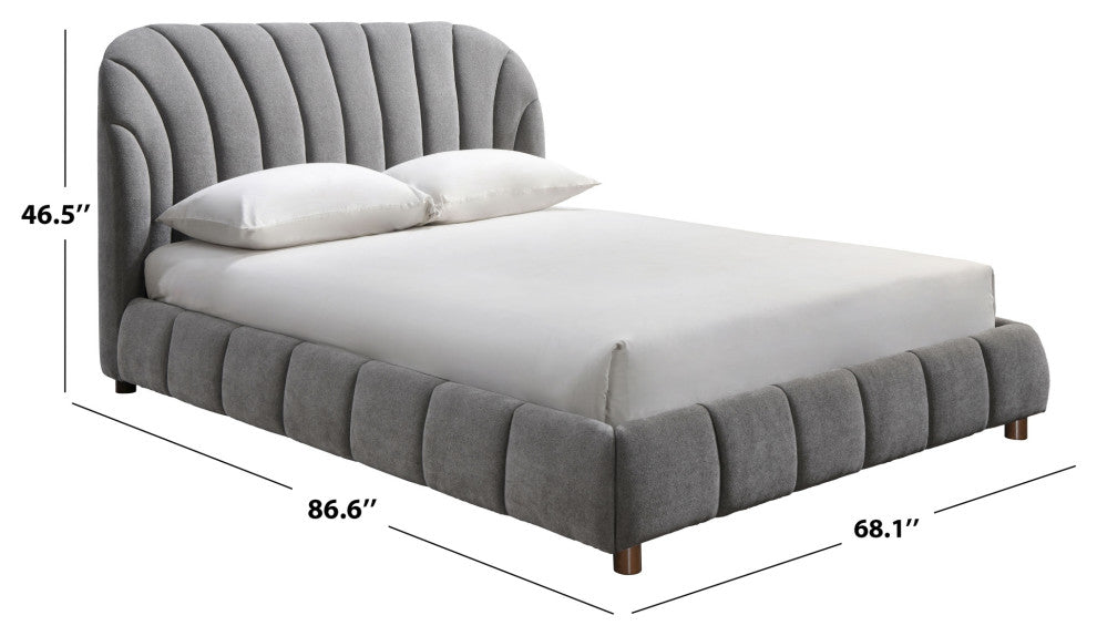 Safavieh Couture Tillie Channel Tufted Bed, Dark Grey/Walnut, Queen