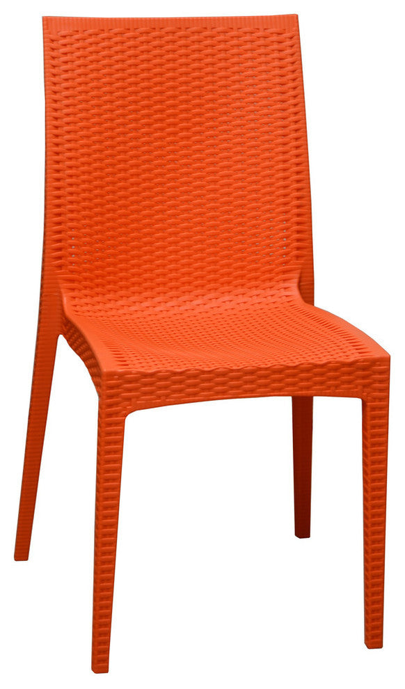Reinforced Polypropylene Dining and Accent Chair, Set of 4 Chairs, Orange
