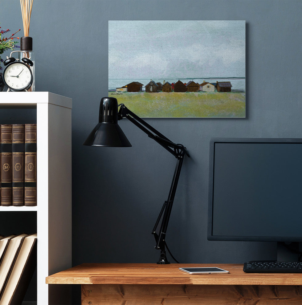 Lakeside Town Landscape Drawing, 24"x30"