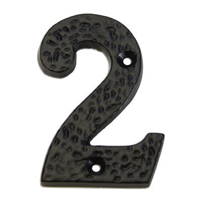3" Iron Hammered Black Finish Numeral,  2